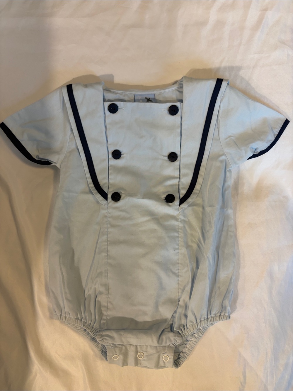 bella bliss Light Blue Sailor-Style One-Piece with Navy Trim